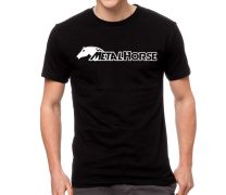 Camiseta Clássica Metal Horse Masculina - Preta