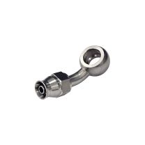 Conexão tipo Banjo 4AN / AN4 para Parafuso M12 - Furo 12.1mm Curva 45° graus para Mangueira PTFE - Inox