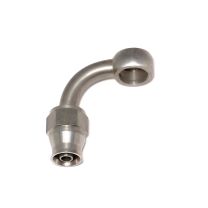 Conexão tipo Banjo 4AN / AN4 para Parafuso 4AN - 11.2mm Curva 90° graus para Mangueira PTFE - Inox