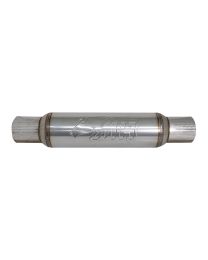 Ressonador Absorsivo Inox 409 Corpo 4" com Entrada e Saída de 3" (Comprimento 350mm) - Fosco