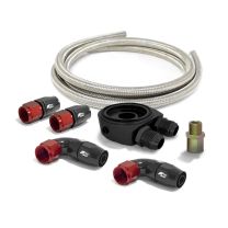 Kit Instalação Radiador de Oleo Sandwich Plate 3/4 + Mangueiras Malha Inox